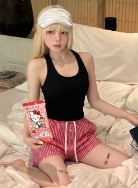 夏季辣妹挂颈吊带可外穿睡衣套装