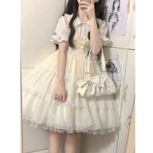绝美奶fufu连衣裙女夏季初中高中学生学院风洛丽塔lolita公主裙子