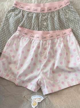 韩系波点印花夏季女睡短裤