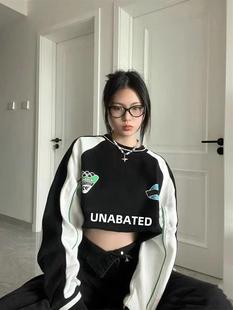 高级感炸街美式嘻哈圆领卫衣女2022新款秋季宽松设计感长袖上衣潮
