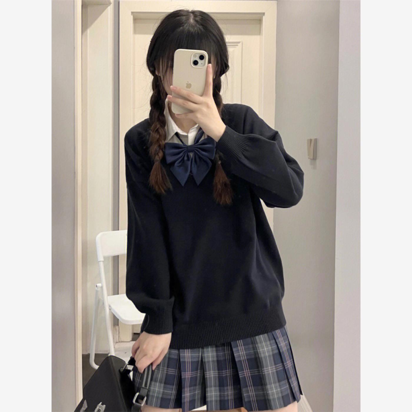 日系JK毛衣制服针织衫套头V领