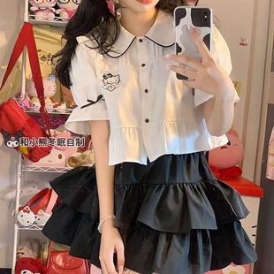 和小熊冬眠原创自制春夏日系甜美白衬衫修身学院风少女百搭学生款