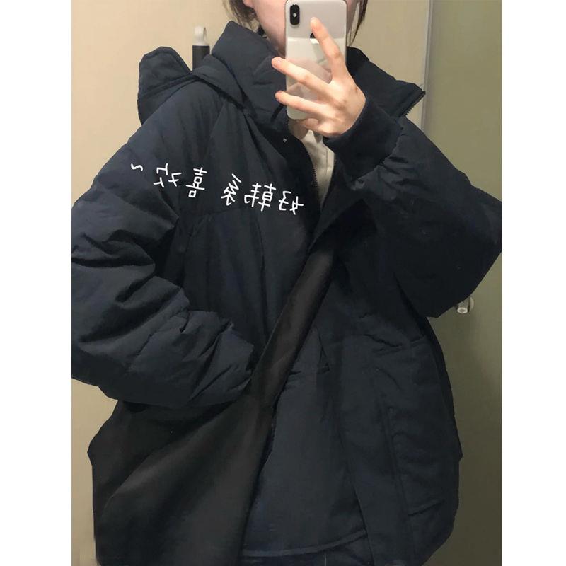 黑色棉服女秋冬季2023年新款棉袄韩版连帽宽松加厚棉衣外套ins潮