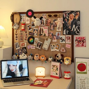 追星照片收纳墙毛毡板拍立得女生爱豆明星魔术贴周边留言软木板