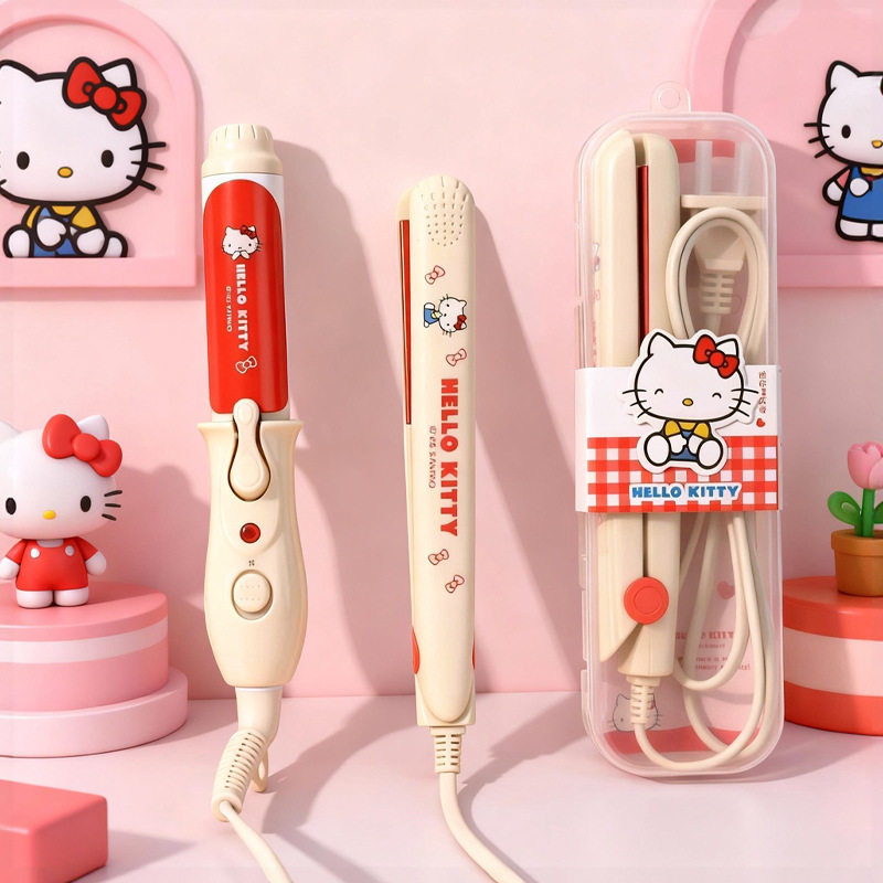 正版Hello-Kitty系列夹板卷发棒直卷两用宿舍小功率刘海夹卷发器