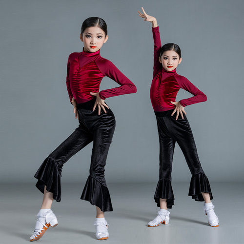 女童拉丁舞练功服装长袖长裤儿童