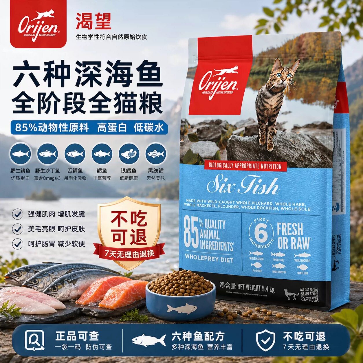 美国进口渴望猫粮六种鱼5.4kg