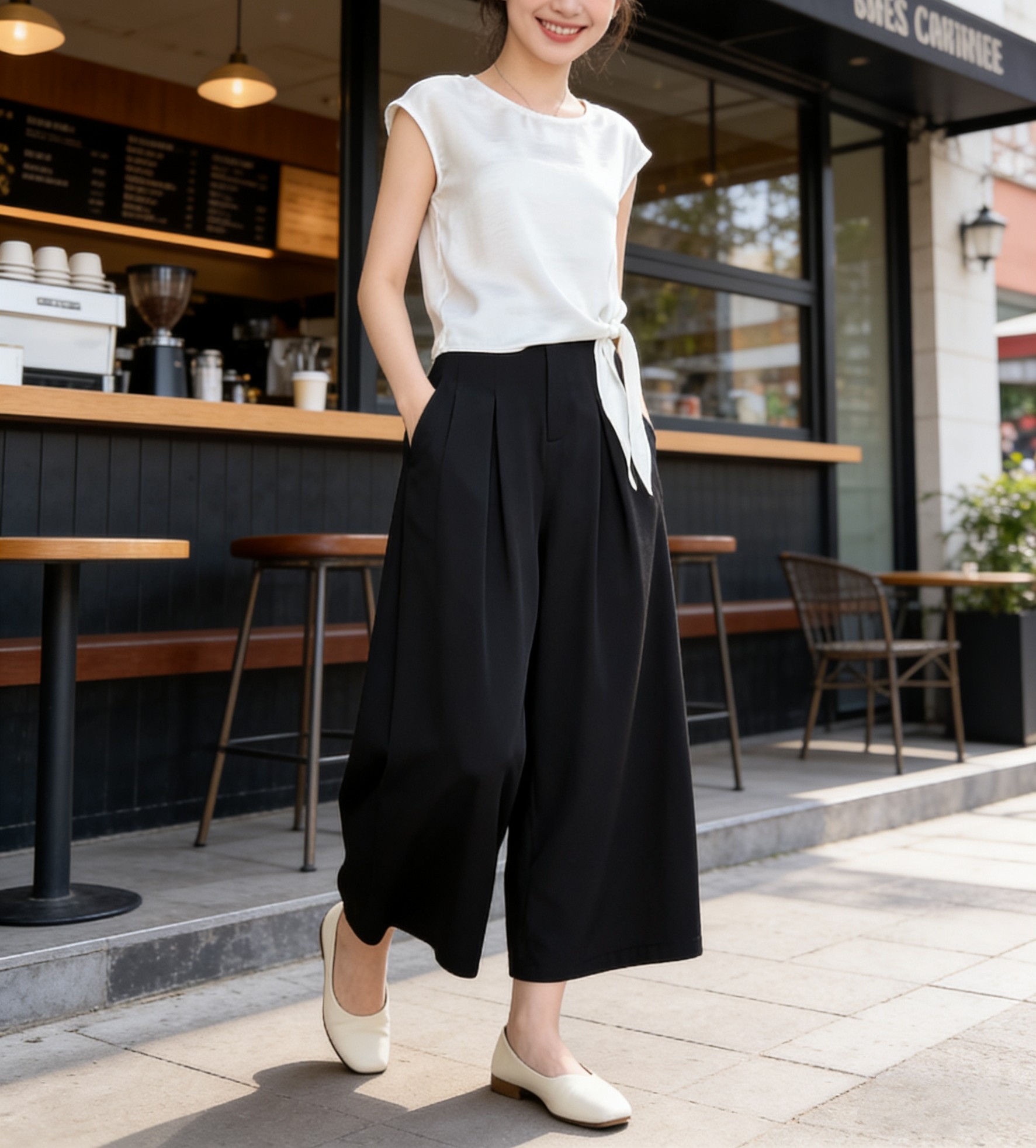 小慧小码xxs码小个子阔腿裤套装女夏薄款宽松显瘦七分裤两件套