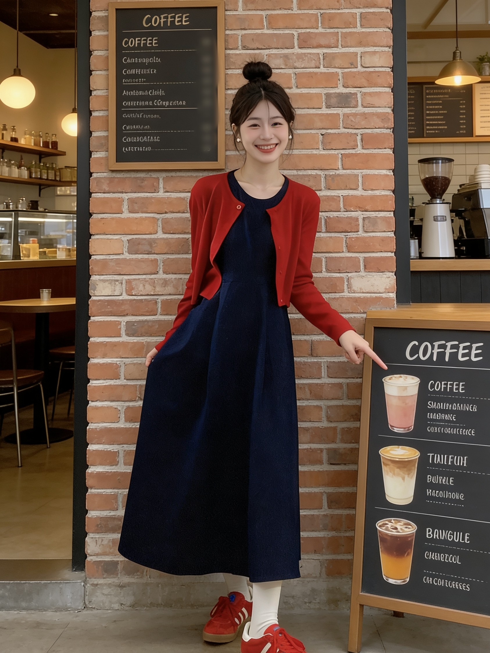 小慧小码女装XXS码小个子显高牛仔背心裙套装弹力针织开衫两件套