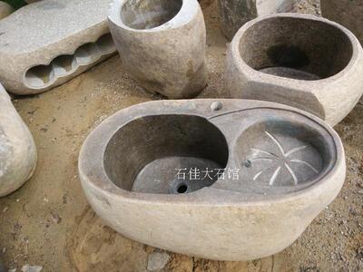 天然鹅卵石拖把池阳台景观摆件