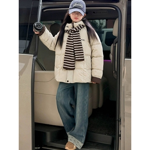 女大童面 儿童夹棉女孩棉衣外套冬季 官方女童加厚棉服2025新款 冬装