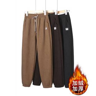 高腰休闲外穿 中年女冬束脚裤 官方妈妈春秋裤 子中老年女加绒加厚裤