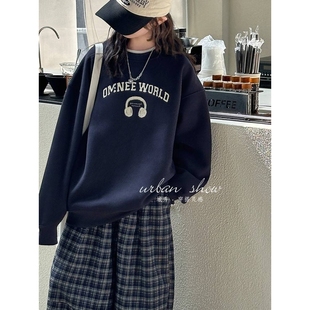 官方女童加绒卫衣装女大童韩版洋气冬季加厚衣服女孩初中生上衣潮