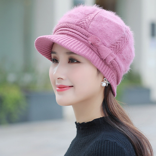 帽子女士中老年人戴的妈妈冬天奶奶秋冬季百搭保暖加绒毛线帽