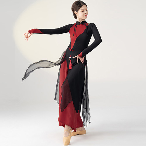 妹姿彩古典现代舞蹈服旗袍上衣
