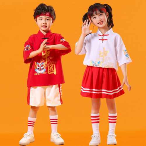 金粉印花啦啦操六一儿童演出服