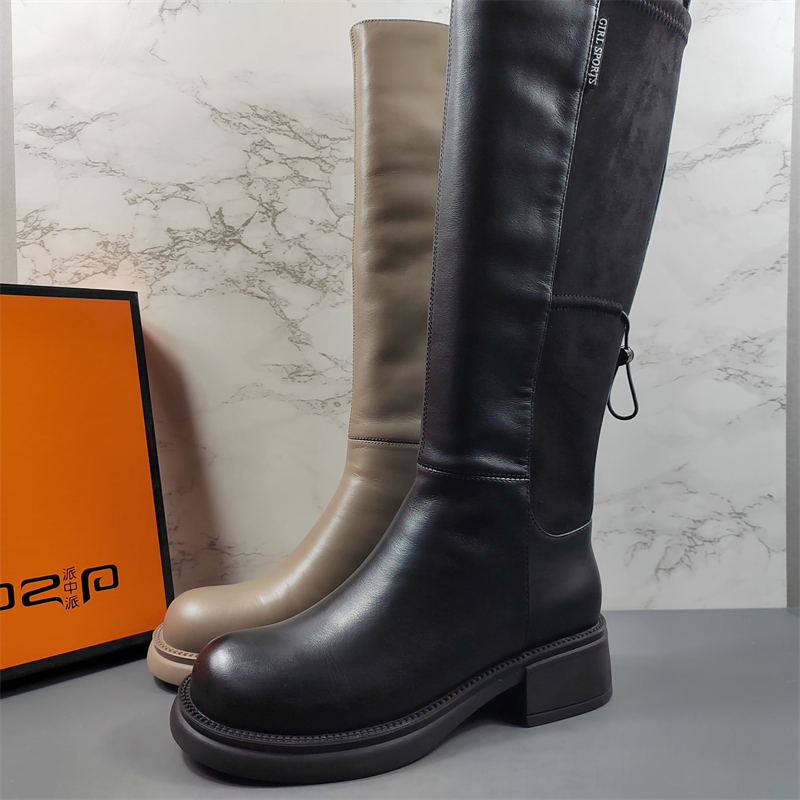 品牌女鞋头层牛皮长筒靴