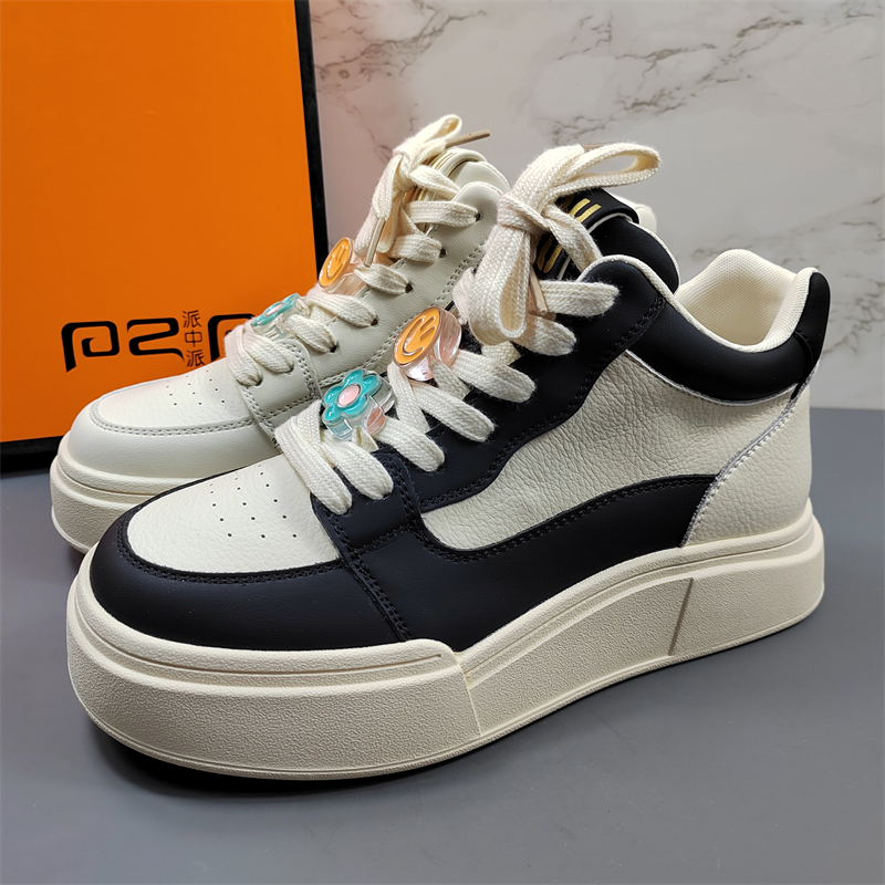 真皮高帮鞋女2025新款厚底