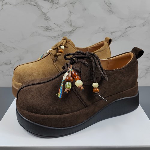 商场同款头层牛皮复古厚底勃肯鞋