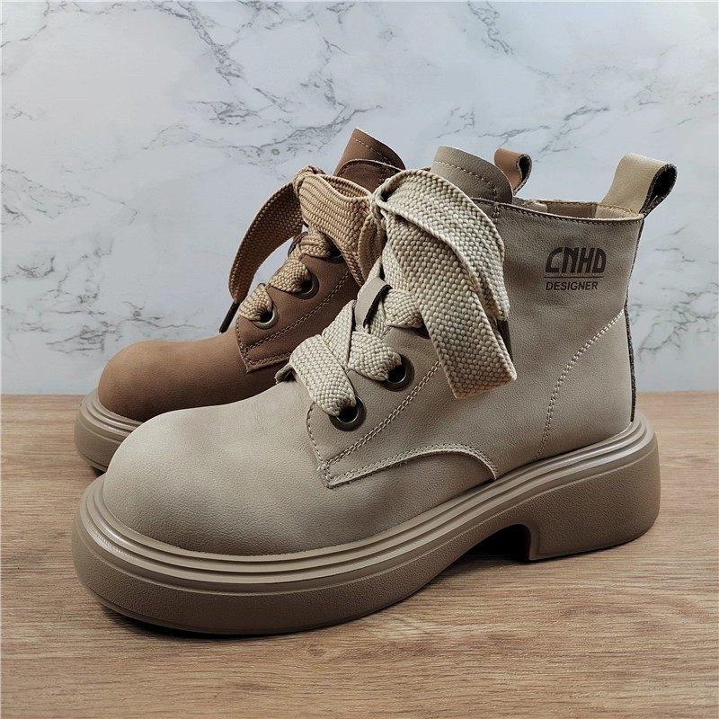 品牌女鞋真皮厚底马丁靴女2025秋冬新款英伦风百搭平底系带单靴潮,女鞋,马丁靴,淘宝优惠券,粉丝福利购,淘宝优惠卷