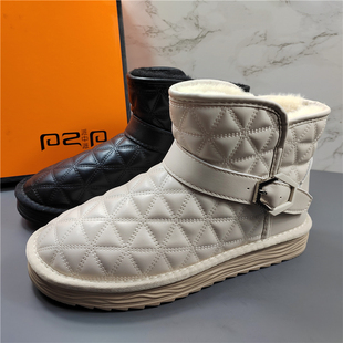 面包短靴子 加绒保暖防水东北大棉鞋 专柜正品 厚底雪地靴女2025冬季