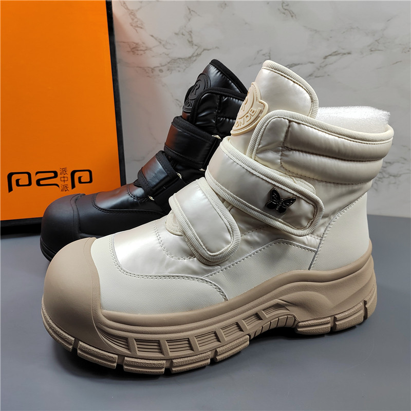 专柜正品魔术贴厚底加绒雪地靴女