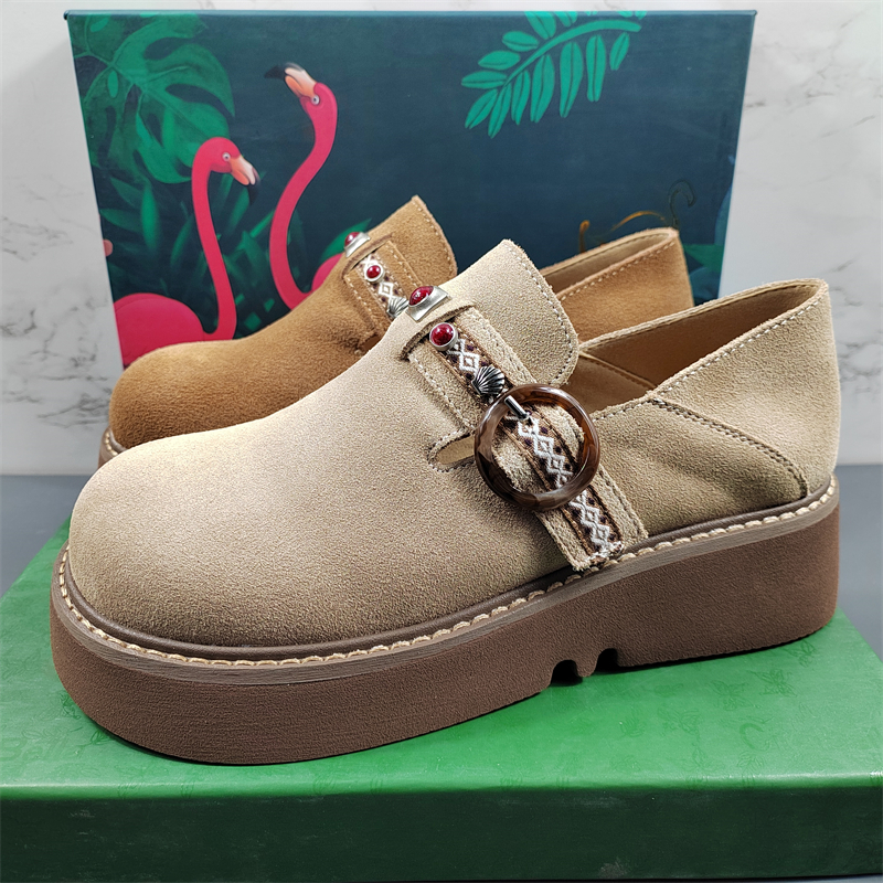 女鞋厚底增高真皮勃肯鞋女