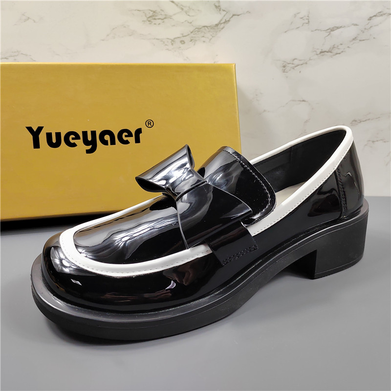 月芽儿专柜正品真皮乐福鞋女2025春季新款蝴蝶结拼色圆头小皮鞋潮,女鞋,乐福鞋（豆豆鞋）,淘宝优惠券,粉丝福利购,淘宝优惠卷