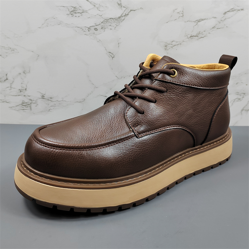 真皮加绒马丁靴男高帮鞋