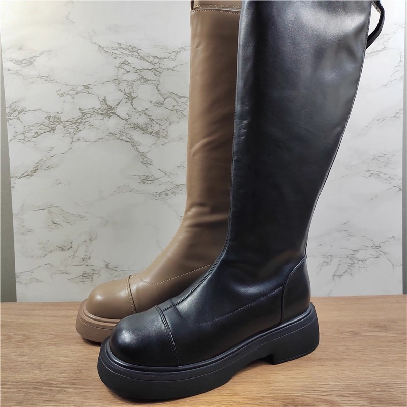 商场同款厚底显瘦加绒长筒骑士靴