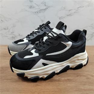 休闲鞋 品牌尾货真皮加绒老爹鞋 厚底增高运动跑步鞋 新款 女2024冬季
