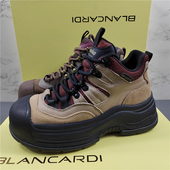 厚底拼色休闲户外登山鞋 品牌撤柜头层牛皮高帮鞋 时尚 季 女2026春季