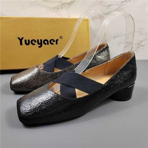 月芽儿粗跟玛丽珍鞋女芭蕾舞单鞋