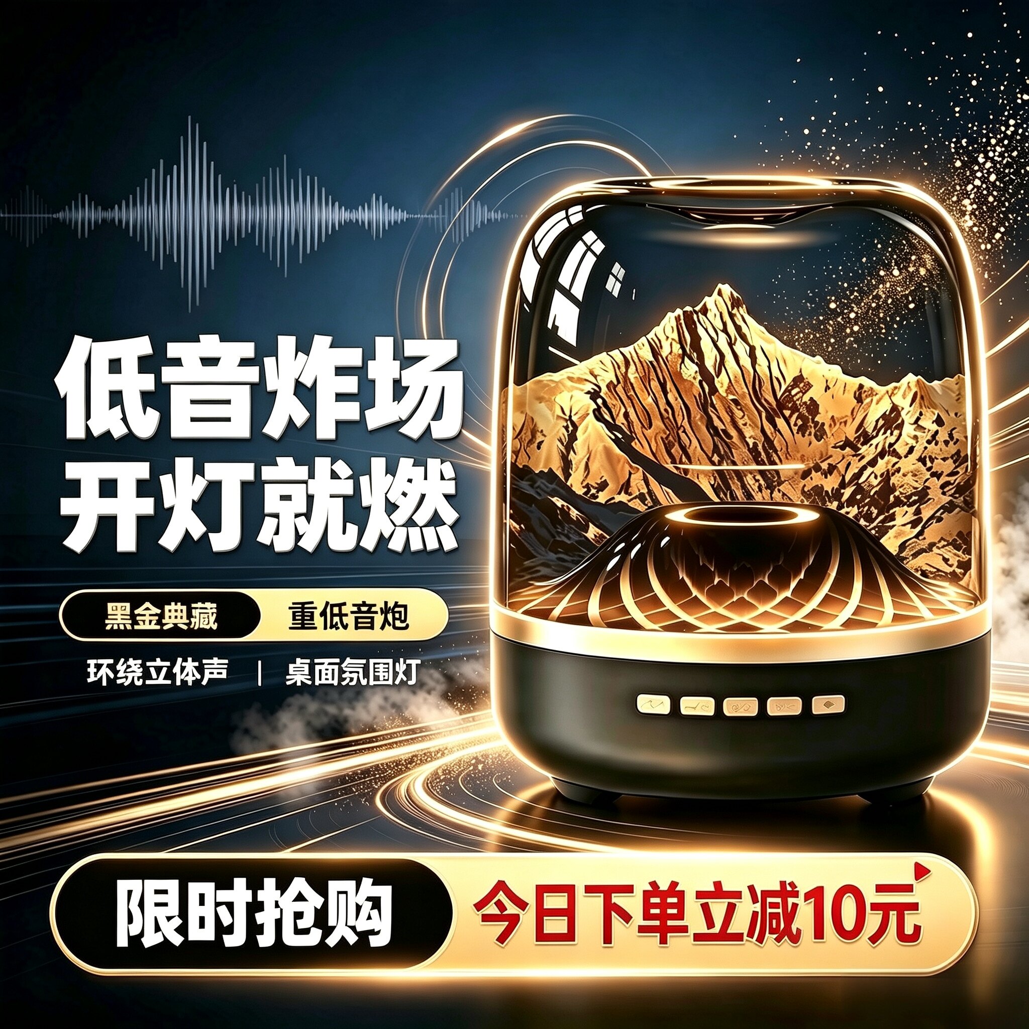 2026新款蓝牙琉璃音响高音质低音炮家用小型迷你RGB灯插卡大音量