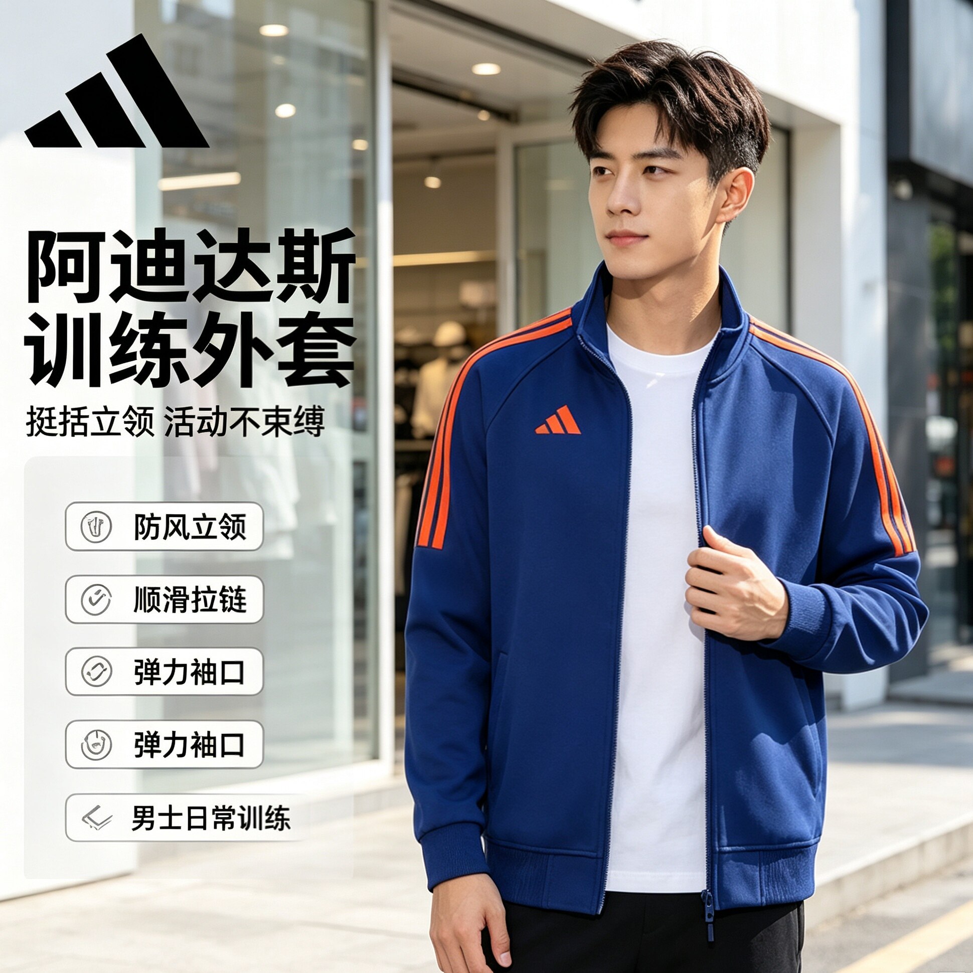 Adidas阿迪达斯休闲外套男士开衫上衣运动装秋季时尚百搭官方正品