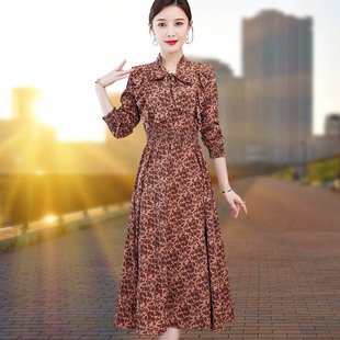 雪纺连衣裙女长袖春季2026新款韩版时尚碎花气质收腰显瘦百搭长裙