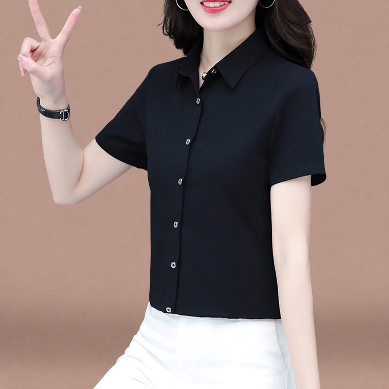 时尚纯棉款衬衫女士翻领透气衬衣