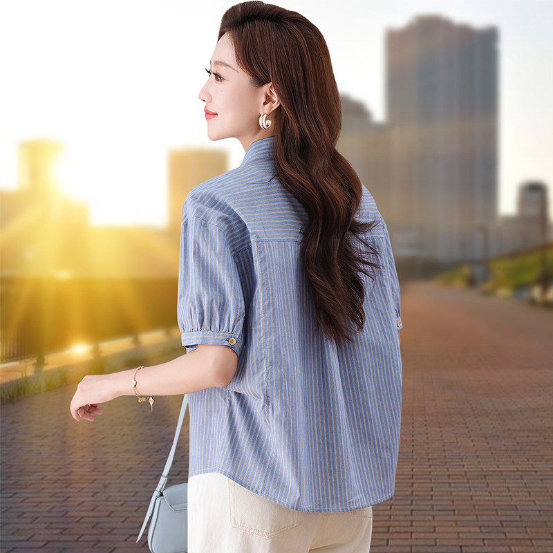 官方品牌2026夏季女士五分袖衬衫