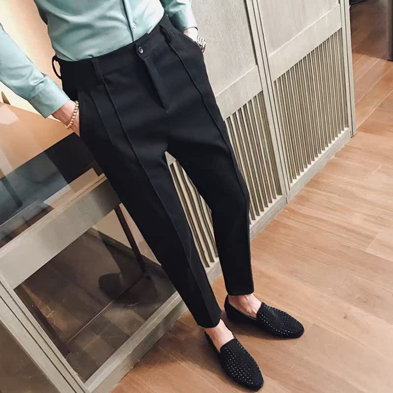 休闲裤子男士韩版潮流2019春夏季修身小脚裤九分裤男装商务西裤男|msdalam kategori Pakaian Lelaki, seluar santai - dari Buy2taobao.com untuk memberikan perkhidmatan ejen Taobao profesional membeli