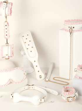 黑粉蕾丝女仆 纯爱puppy小狗硅胶骨头 cos项圈手环套装 情侣礼物