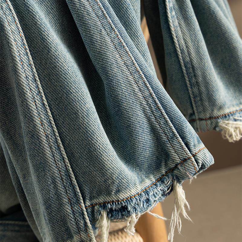 ITS GOING TO BE DIFFERENT  DESIGN SENSE EDGE HIGH WAIST MICRO CONE DENIM BANANA PANTS WOMAN 2023 SPRING HOME 900Y