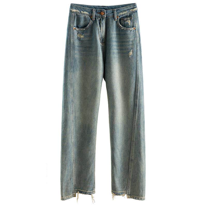 ITS GOING TO BE DIFFERENT  DESIGN SENSE EDGE HIGH WAIST MICRO CONE DENIM BANANA PANTS WOMAN 2023 SPRING HOME 900Y
