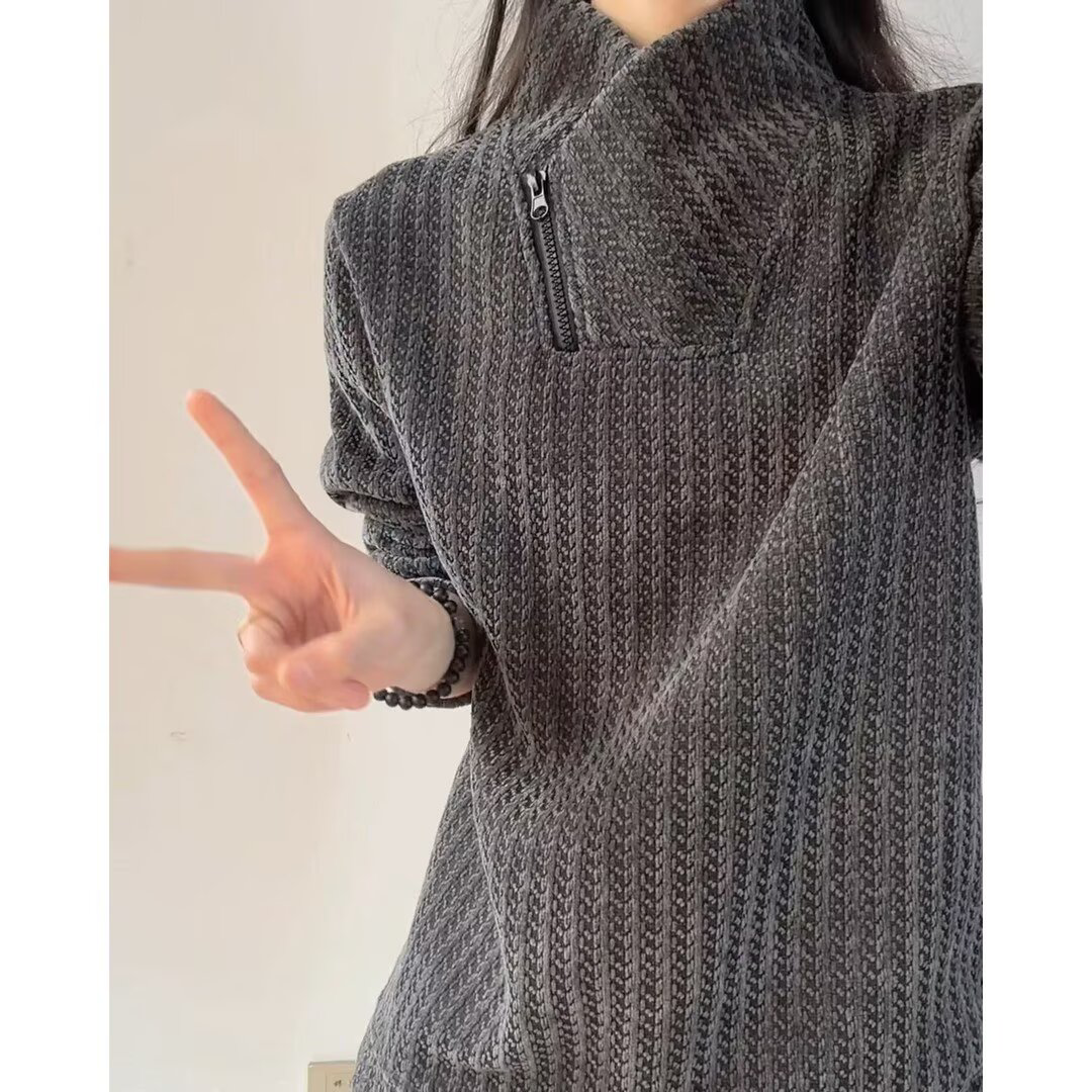 斜领拉链潮男卫衣不易变形