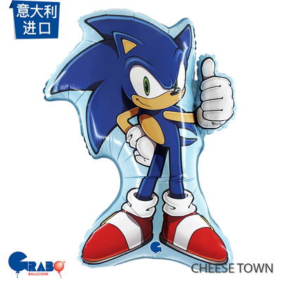 意大利进口刺猬索尼克铝膜气球Grabo音速小子游戏生日派对布置