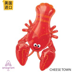 美国进口A牌Anagram龙虾铝膜气球 海鲜澳龙海洋美味生日餐厅排挡