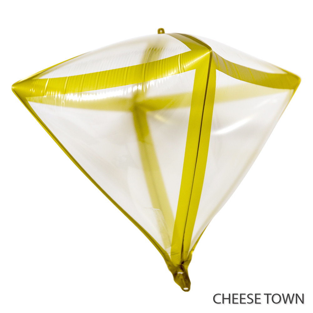 22寸4d金边方形/钻石型透明尼龙膜气球 立方体镂空梯形铝箔点缀