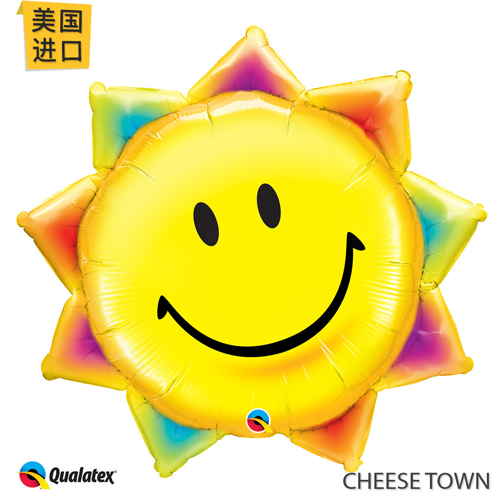 美国进口先锋qualatex阳光笑脸铝膜气球 太阳表情可爱生日装饰