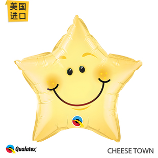 美国进口先锋Qualatex微笑星星20寸铝膜气球五角星表情生日派对