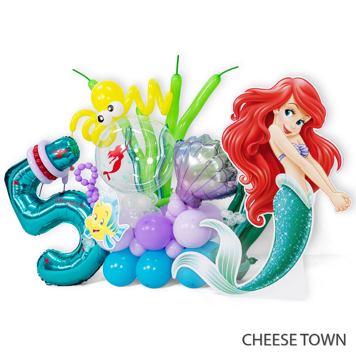 小美人鱼数字铝膜气球立柱