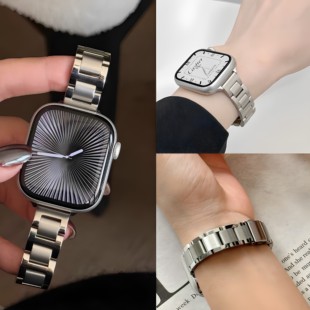 适用苹果手表iwatch表带s10金属applewatch9se细款 小蛮腰女表链